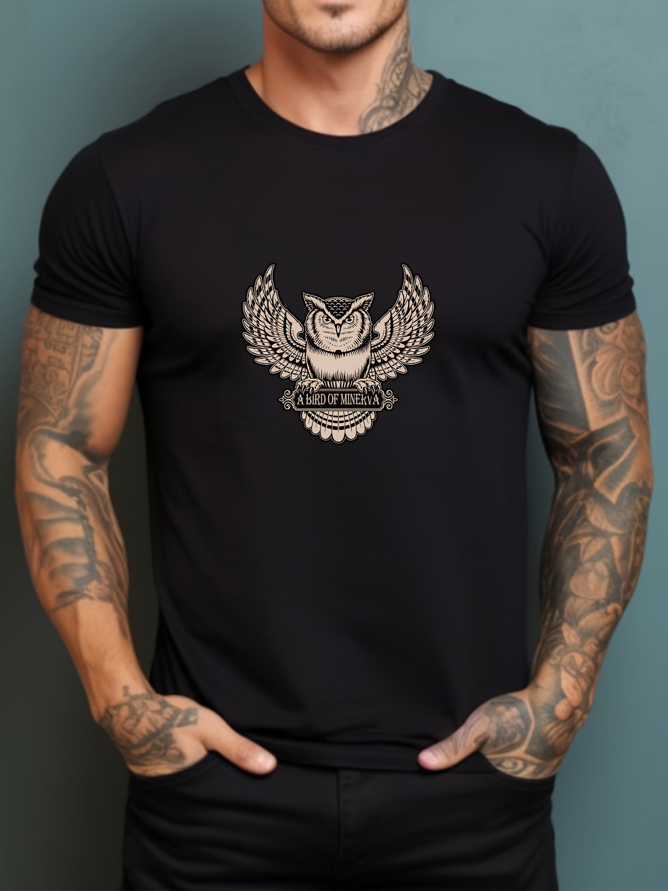Retro Owl & Mountain Graphic Men's Tee