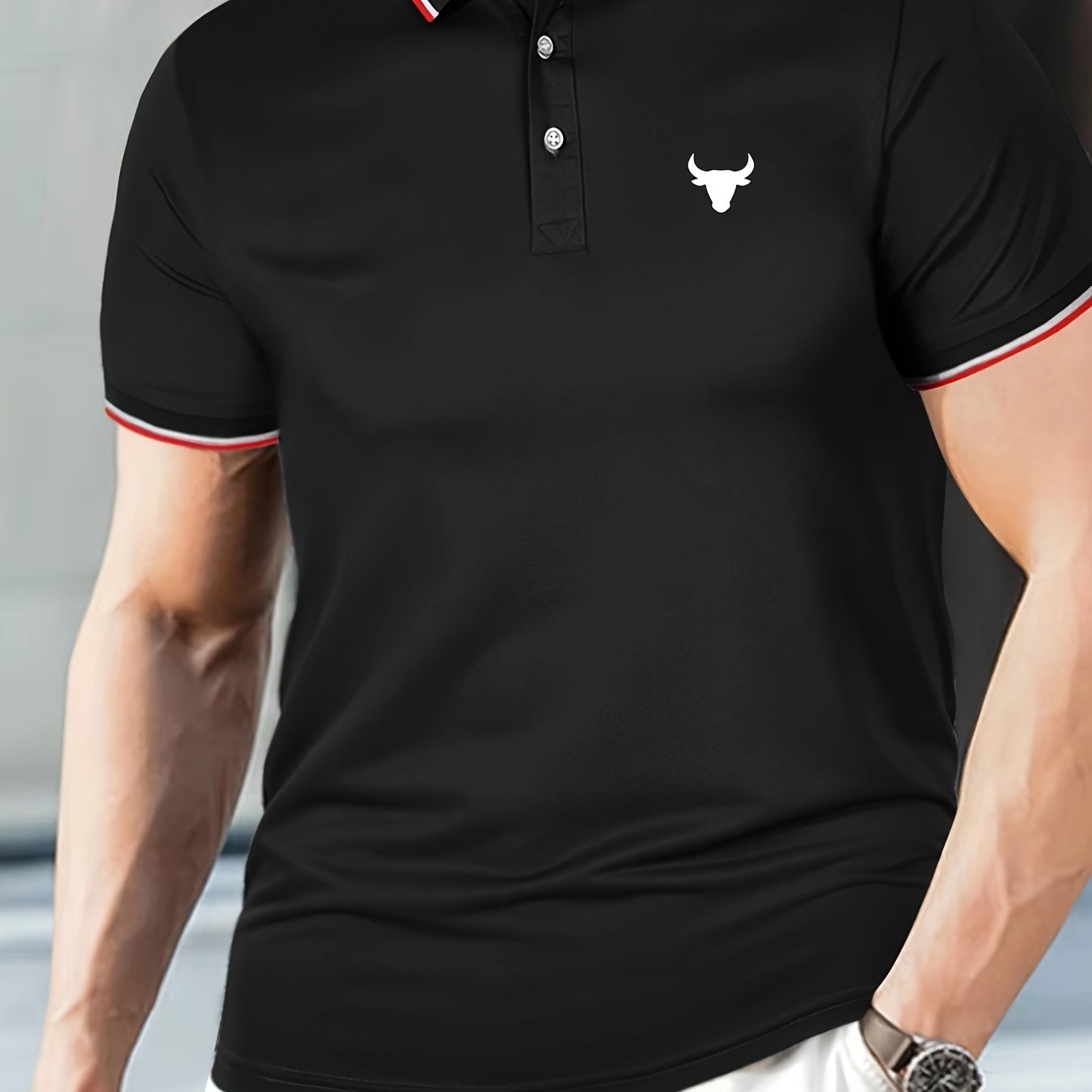 Ox Head Graphic Men's Casual Polo Shirt