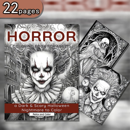 Horror Themed Watercolor Paper Coloring Book for Adults