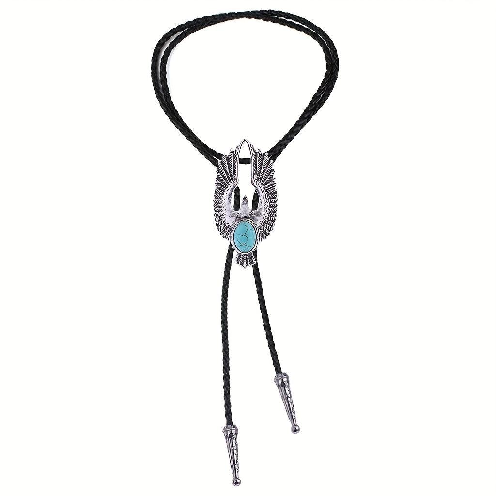Men's Retro Eagle Gemstone Bolo Tie Western Denim Shirt Accessory