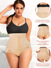 Plus Floral Jacquard Buckle Semi Sheer Tummy Control Shapewear