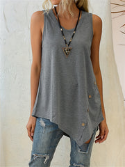 Asymmetrical Crew Neck Tank Top for Women