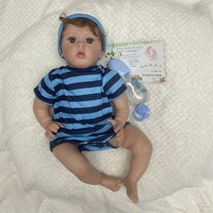 Realistic Open Eyes Reborn Doll Soft Body Rooted Hair 3D Painted Skin