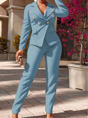 Two Piece Set Blazer & Slim Pants Women's Outfit
