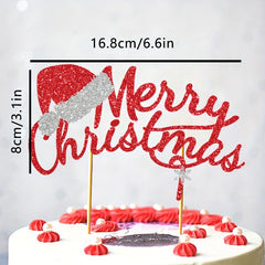 Merry Christmas Cake Insert Santa Hat Theme Cake Decoration