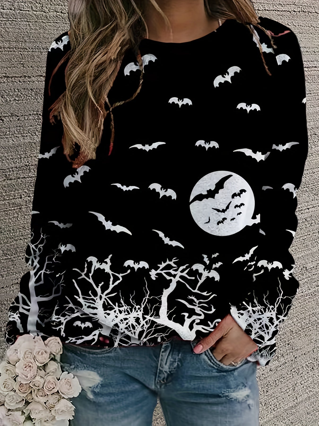 Halloween Block Pullover Sweatshirt for Women