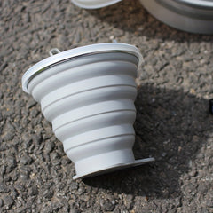 Silicone Folding Water Cup Portable Mouthwash Cup With Lid And Lanyard