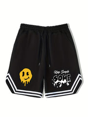 Men's Print Basketball Shorts with Drawstring - Summer Outdoor Wear