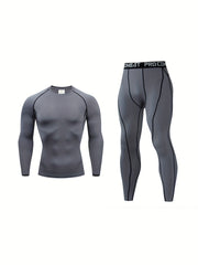 Men's Quick Dry Compression Long Sleeve Shirt & Leggings Set