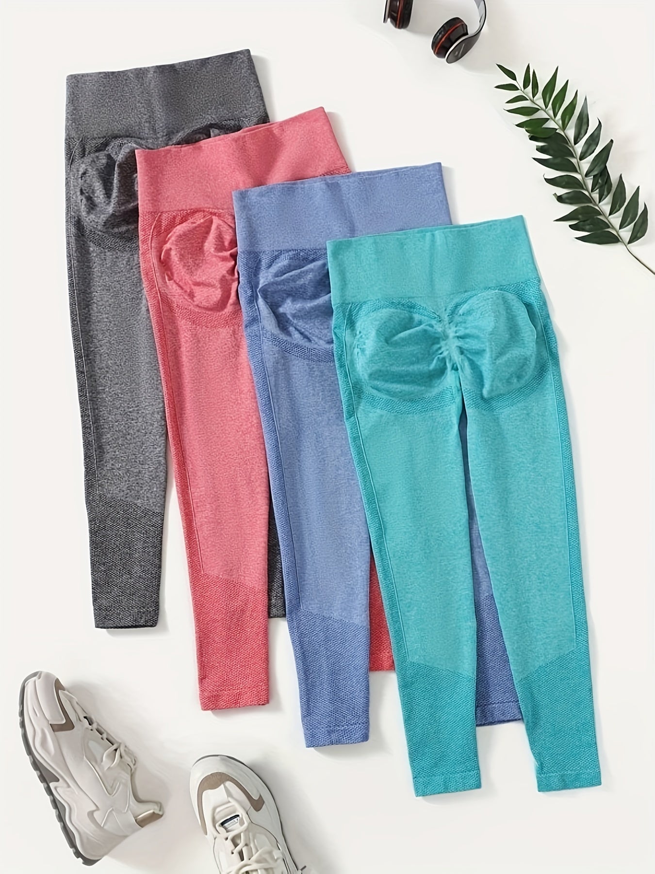 Solid High Waist Yoga Leggings Stretch Workout Pants