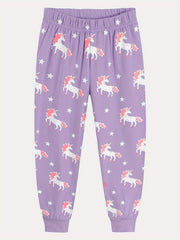 Unicorn Print Pajamas Set for Girls