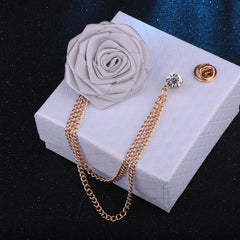 Men's Wedding Groom Rose Chain Brooch