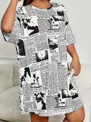 Newspaper Print Tee Sleep Dress