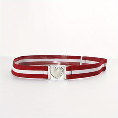 Girls Elastic Waist Belt Heart Buckle Stretch Jeans Pants Dress