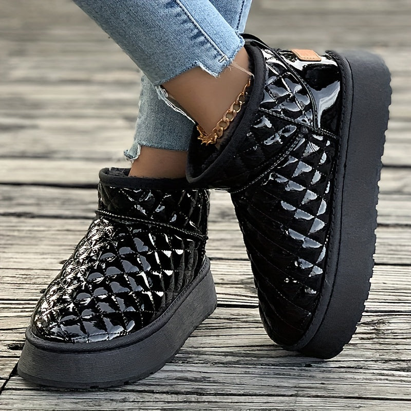 Women's Plush Lined Snow Boots Wear Resistance Non Slip Flat Shoes