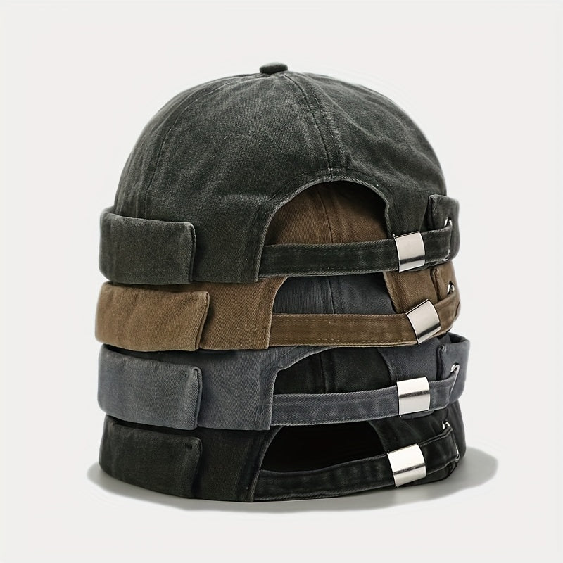 Retro Washed Melon Leather Hat Street Hip Hop All Match Landlord Hat
