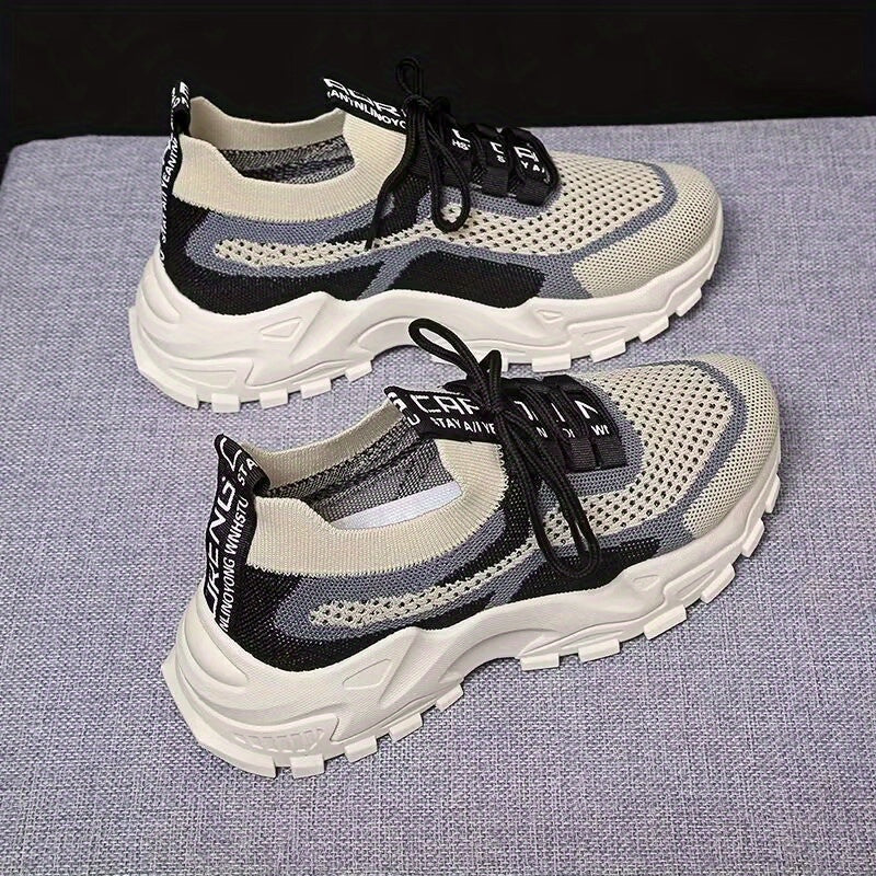 Mesh Tassel Pattern Sneakers Breathable Lace Up Round Toe Shoes