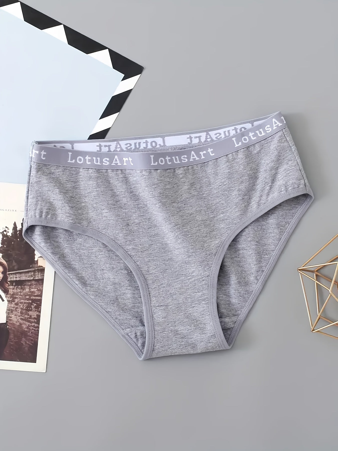 5pcs Letter Print Briefs Comfy Stretchy Panties Women's Lingerie