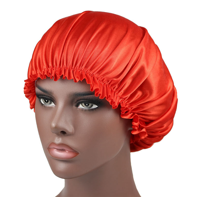 Satin Solid Wideband Sleeping Hat Night SleepCap Hair Care Bonnet