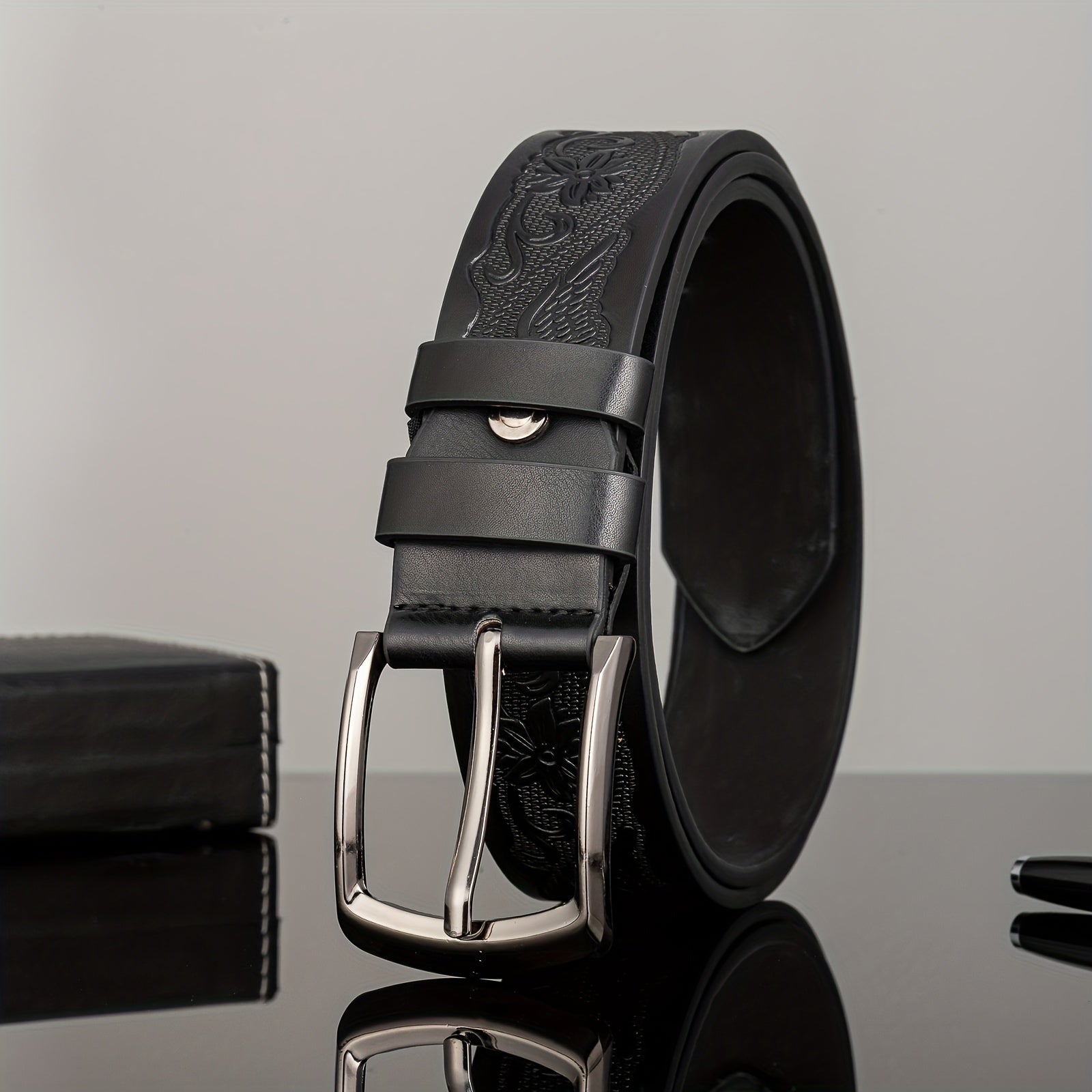 Men's Embossed PU Leather Belt