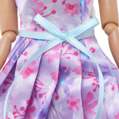 Purple Floral Print Doll Wedding Dress Polyester Sling Princess