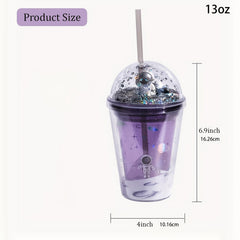 Space Cup 13oz Insulated Plastic with Lids Straws Hot Cold Drinks