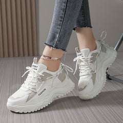 Women's Chunky Faux Leather Sneakers Soft Comfortable Running Shoes