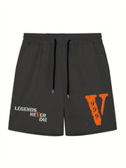 Legends Never Die Men's Casual Solid Elastic Waist Drawstring Short