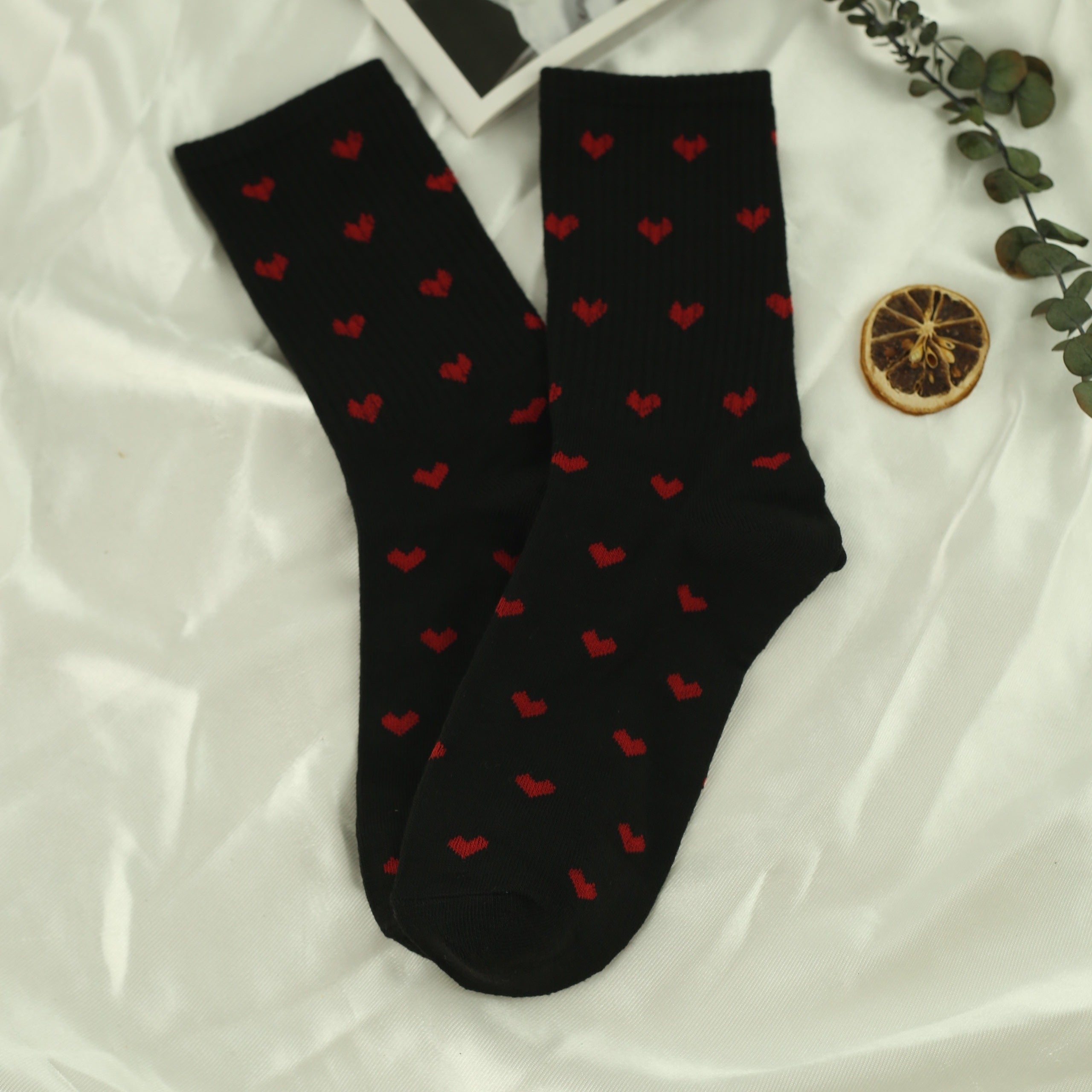 Heart Print Socks Mid Tube Women's Stockings