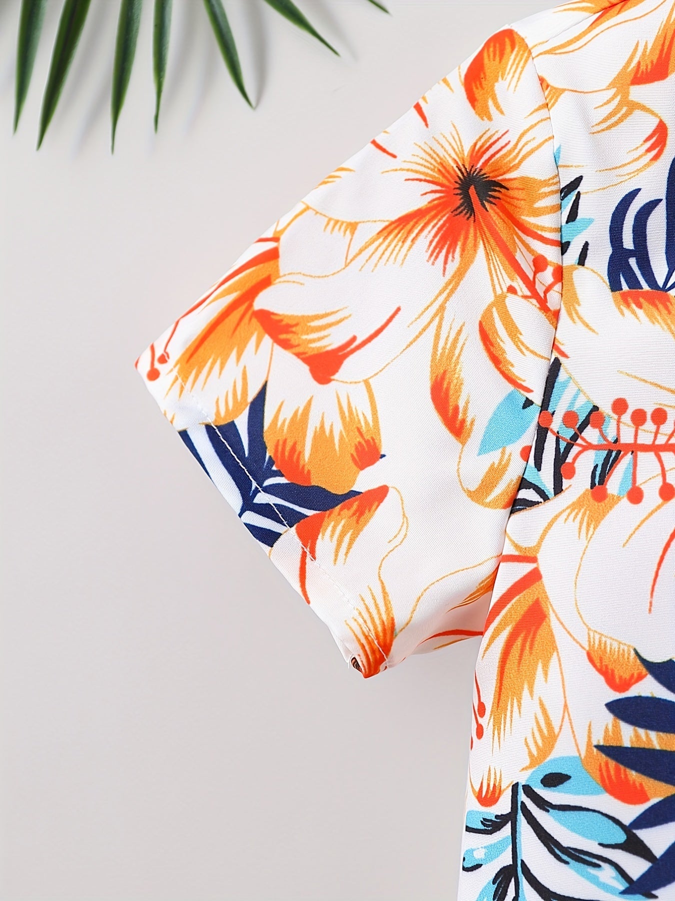Boys Leaves Print Shirt For Beach Vacation