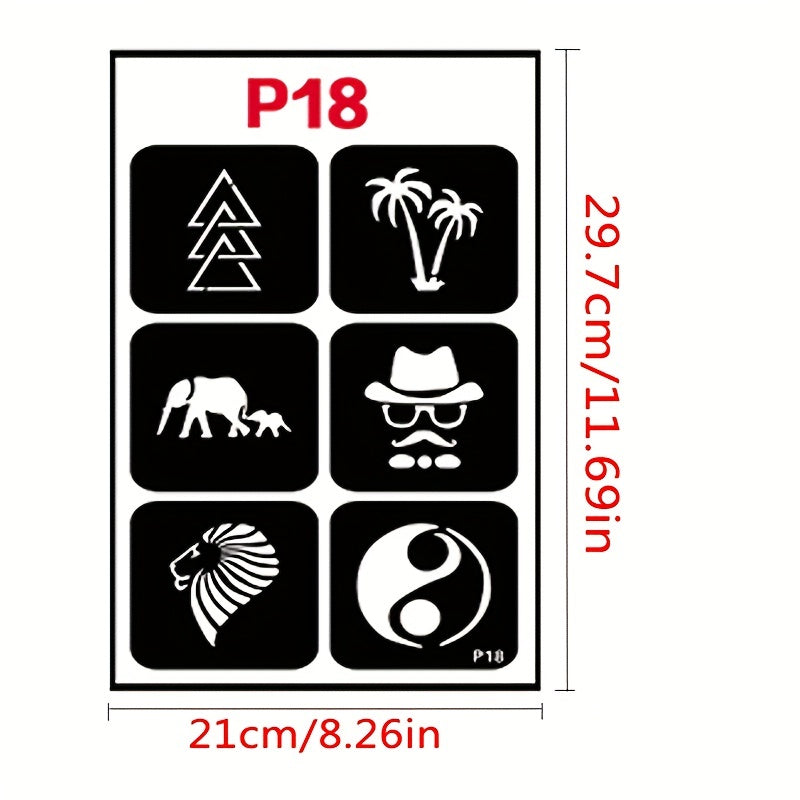 20 Sheets Tattoo Stencil Kit Reusable Airbrush Temporary Tattoos Stencils