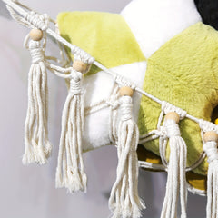 Boho Plush Toy Net Hammock Storage Organizer with Tassels