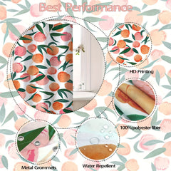 Red Peach Pattern Shower Curtain with Hooks