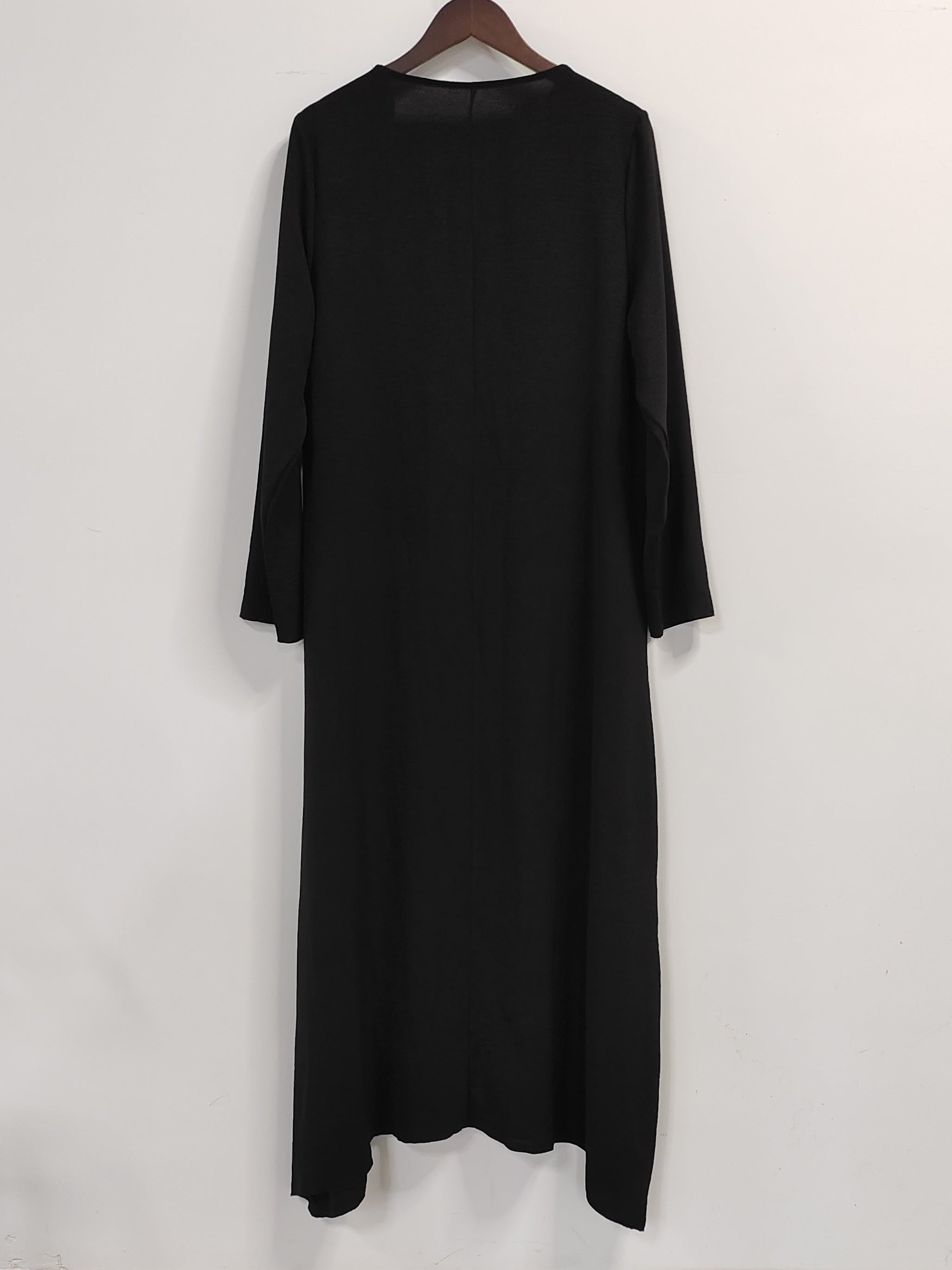 Solid Wavy V Neck Maxi Dress With Pockets