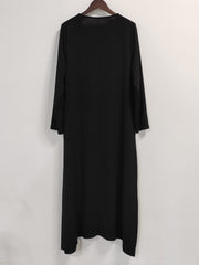 Solid Wavy V Neck Maxi Dress With Pockets