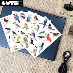 8pcs Bird Cartoon Stickers Parrot Owl Finch Designs for Notebooks & Crafts