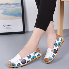 Women's Floral Loafers Slip On Flat Shoes Soft Sole Casual Walking Shoes