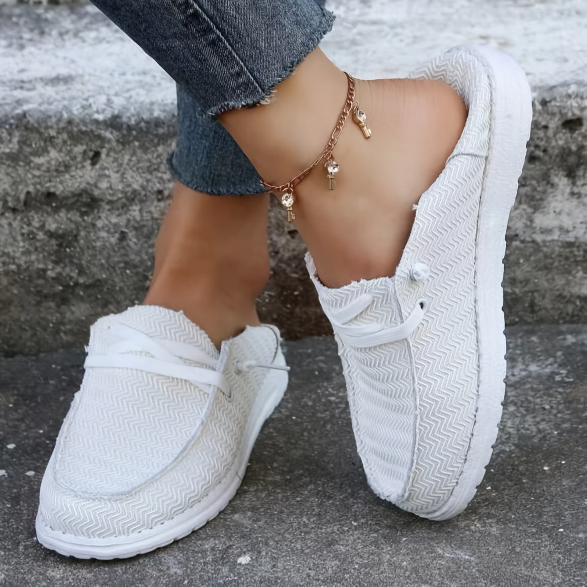Women's Stripe Loafers Lace Up Casual Outdoor Shoes Lightweight Sneakers