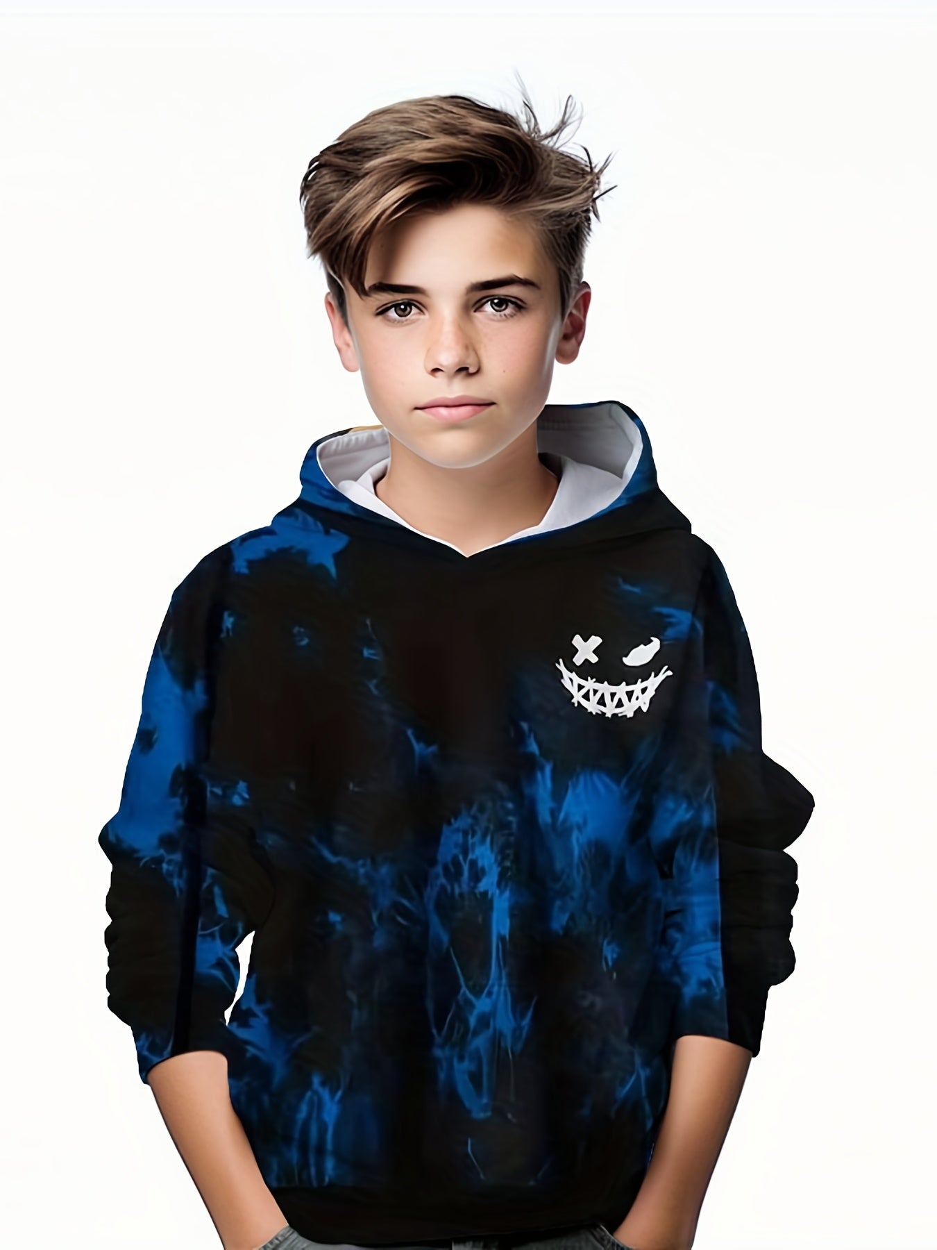 Grimace Print Boys Casual Pullover Hoodie for Spring Fall