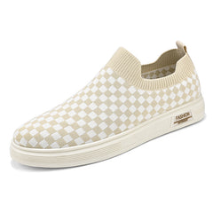 Men's Slip-on Checkered Skate Shoes Good Grip Breathable Loafers