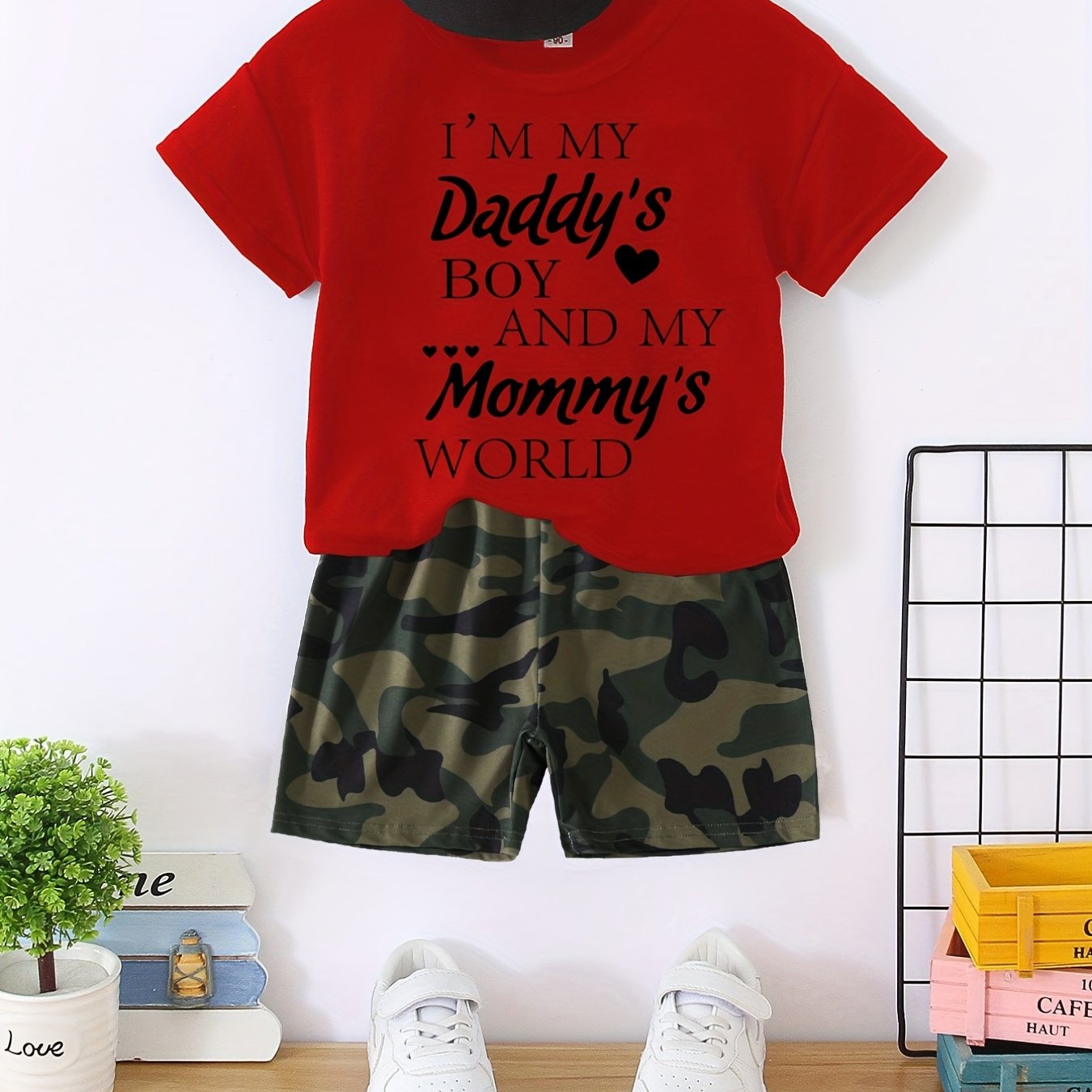 Boys Camo Print T-shirt & Shorts Set Casual Summer Outfit