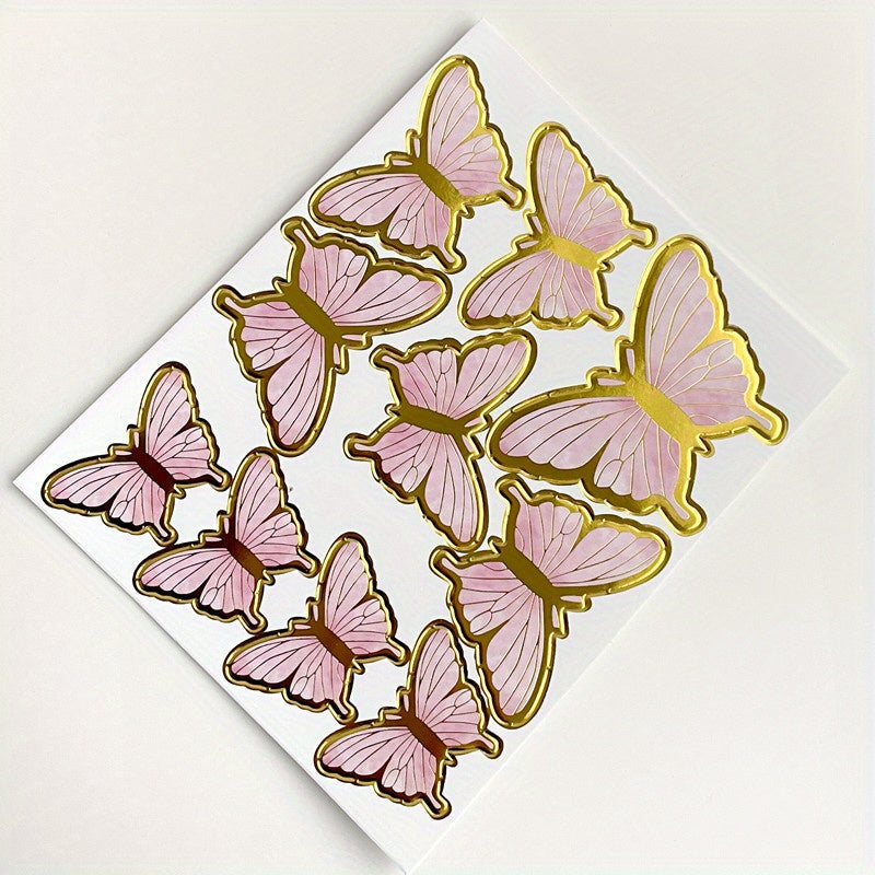 10pcs Golden Butterfly Cake Toppers for Birthdays and Weddings