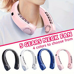 USB Hanging Neck Fan with 5 Speeds Digital Display