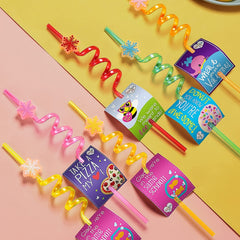 24 Snowflake Straws & 2 Cleaning Brushes Winter Party Supplies
