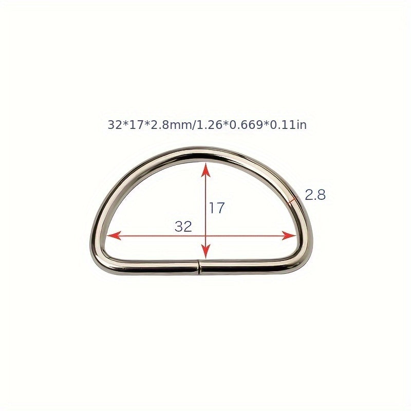 100pcs DIY Clothing Metal D-ring Accessories Silver D Buckle