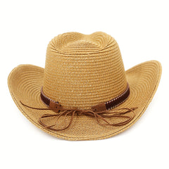 Khaki Sunshade Cowboy Hat for Outdoor Beach Travel