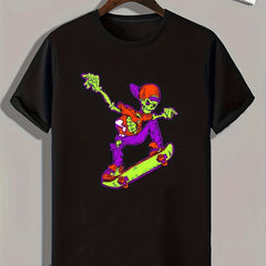 Skeleton Print Men's Graphic T-shirt for Summer