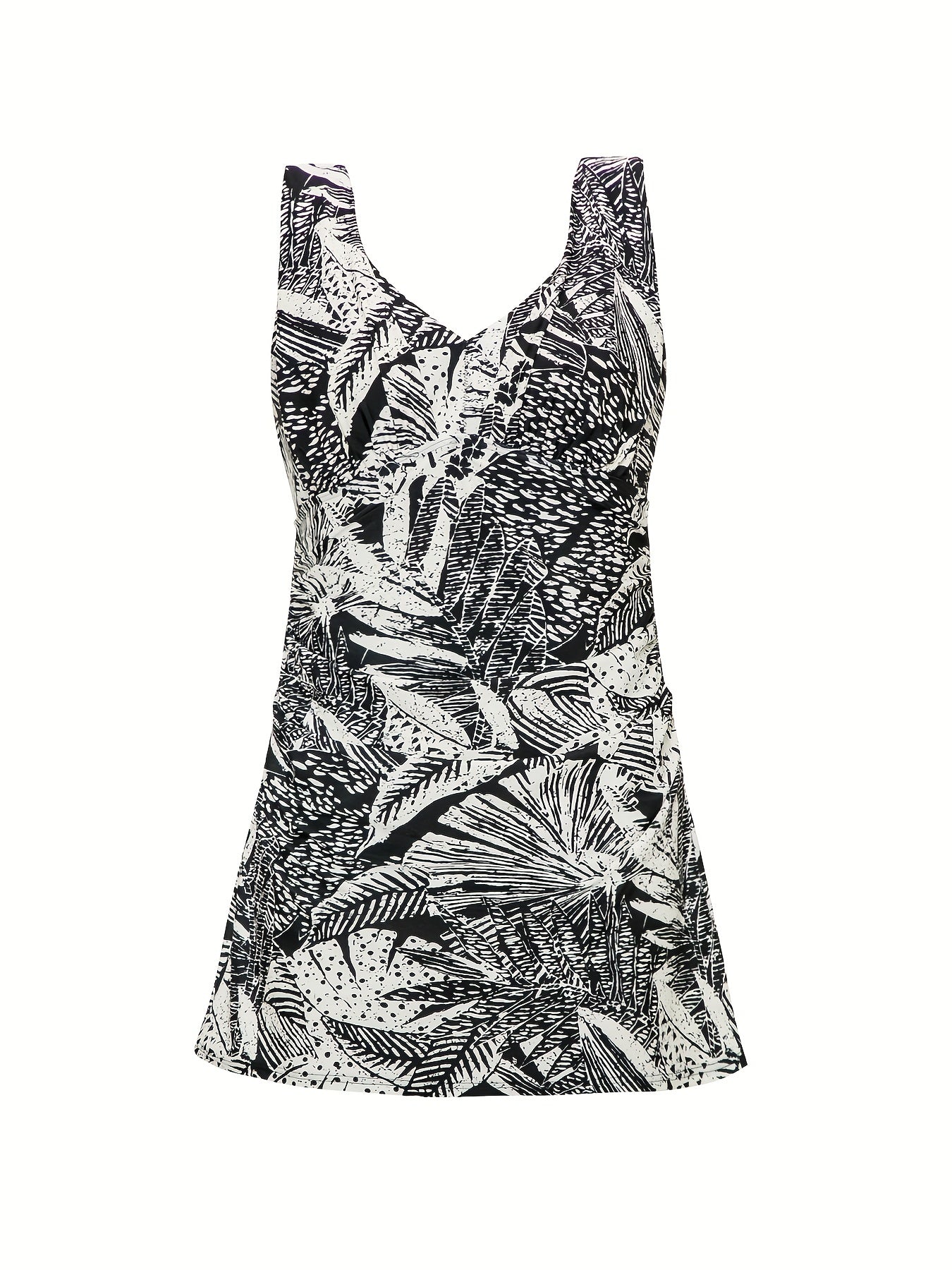 Floral Print V Neck One Piece Swimsuit