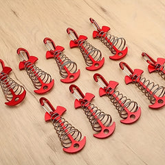 10 Red Deck Anchor Pegs Carabiners Windproof Aluminum Tent Stakes