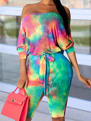 Women's Plus Tie Dye Off Shoulder Jumpsuit